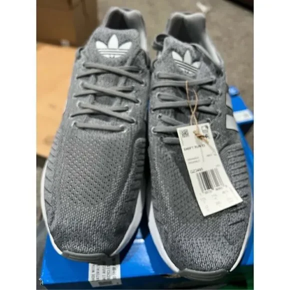 ADIDAS SWIFT RUN 22 LO SLIP-ON SNEAKER TRAINER MEN SHOES GREY/WHITE SIZE 12 NEW